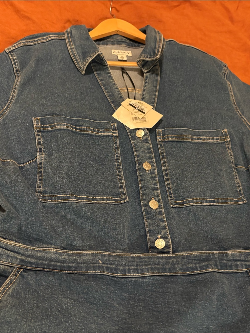 Ava & Viv Blue Denim Shirt Mini Romper SZ 2X NWT - Picture 11 of 12